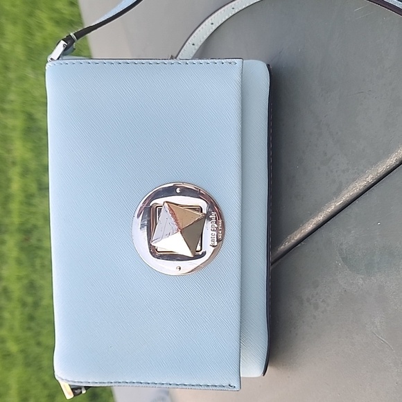 Kate Spade Sally Newberry Lane Blue Hydrangea Saffiano Leather Crossbody Bag - Picture 1 of 15